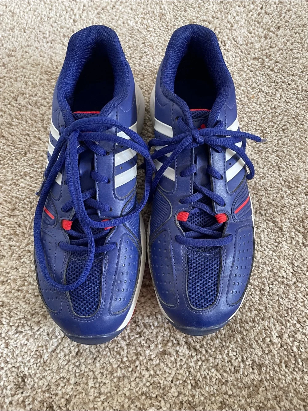 adidas Royal Blue Sneakers with White Stripes and Red Accents